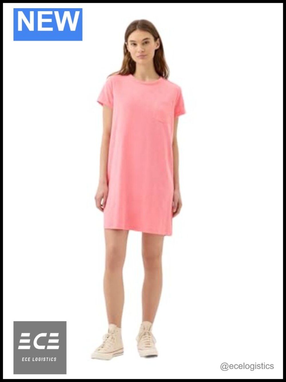 Relaxed Pocket T-Shirt Dress Casual Knee-Length Pull On